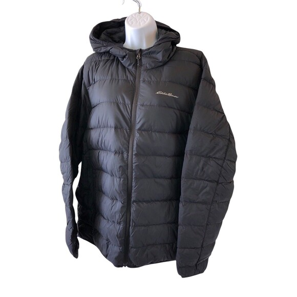 Eddie Bauer Jacket Mens XXL 2XL Blue Microlight EB650 Down Fill Hooded Puffer